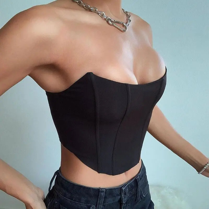 Top Bustier Sem Mangas em Veludo, O Corset Sexy que Eleva seu Estilo!