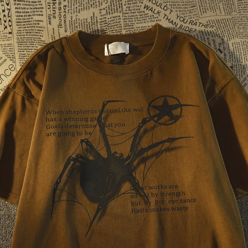 Camiseta Streetwear gráfico coreano aranha masculina