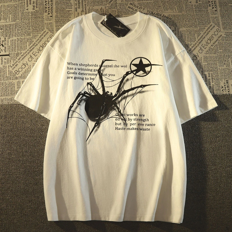 Camiseta Streetwear gráfico coreano aranha masculina