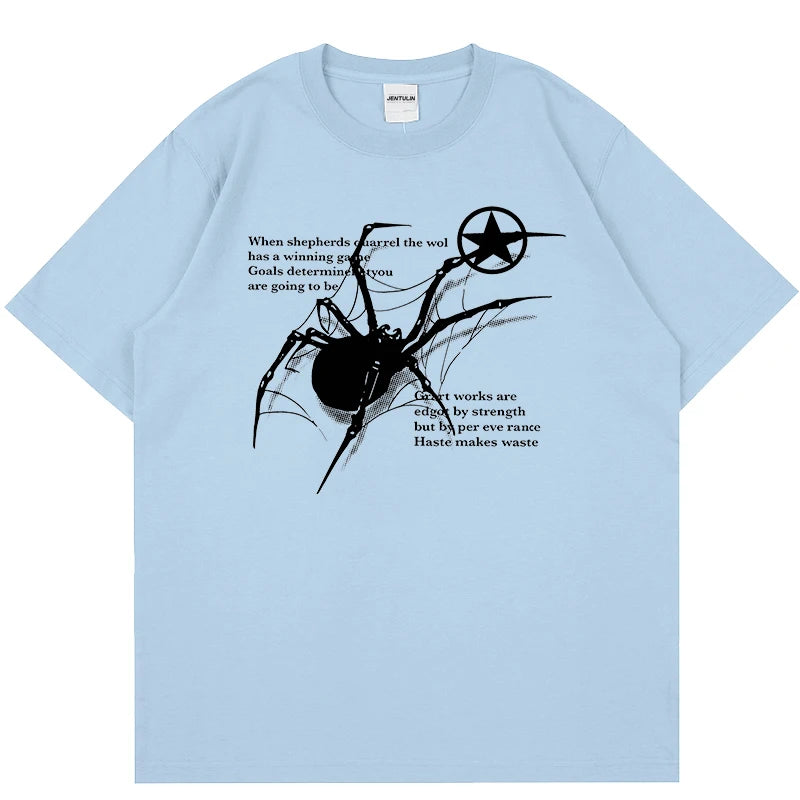 Camiseta Streetwear gráfico coreano aranha masculina