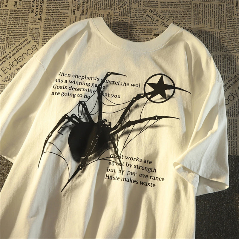 Camiseta Streetwear gráfico coreano aranha masculina